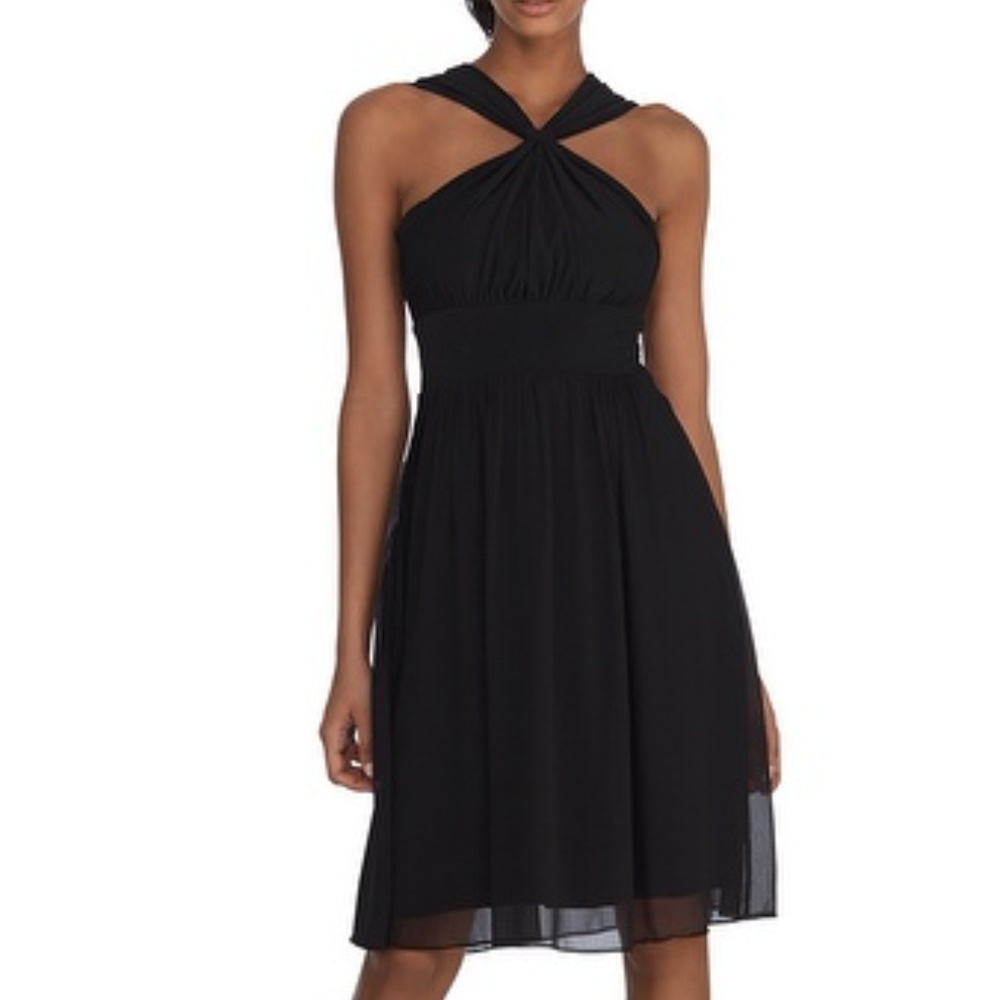 WHBM GENIUS CHIFFON CONVERTIBLE BLACK DRESS NWT